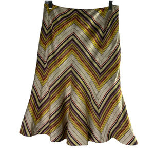 Etcetera 100% Silk Skirt Chevron Print Size 4